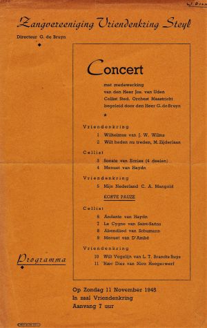1945 Programma concert Vriendenkring