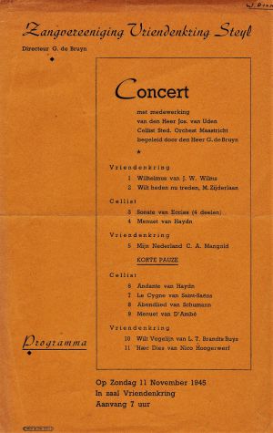 1945 Programma concert Vriendenkring